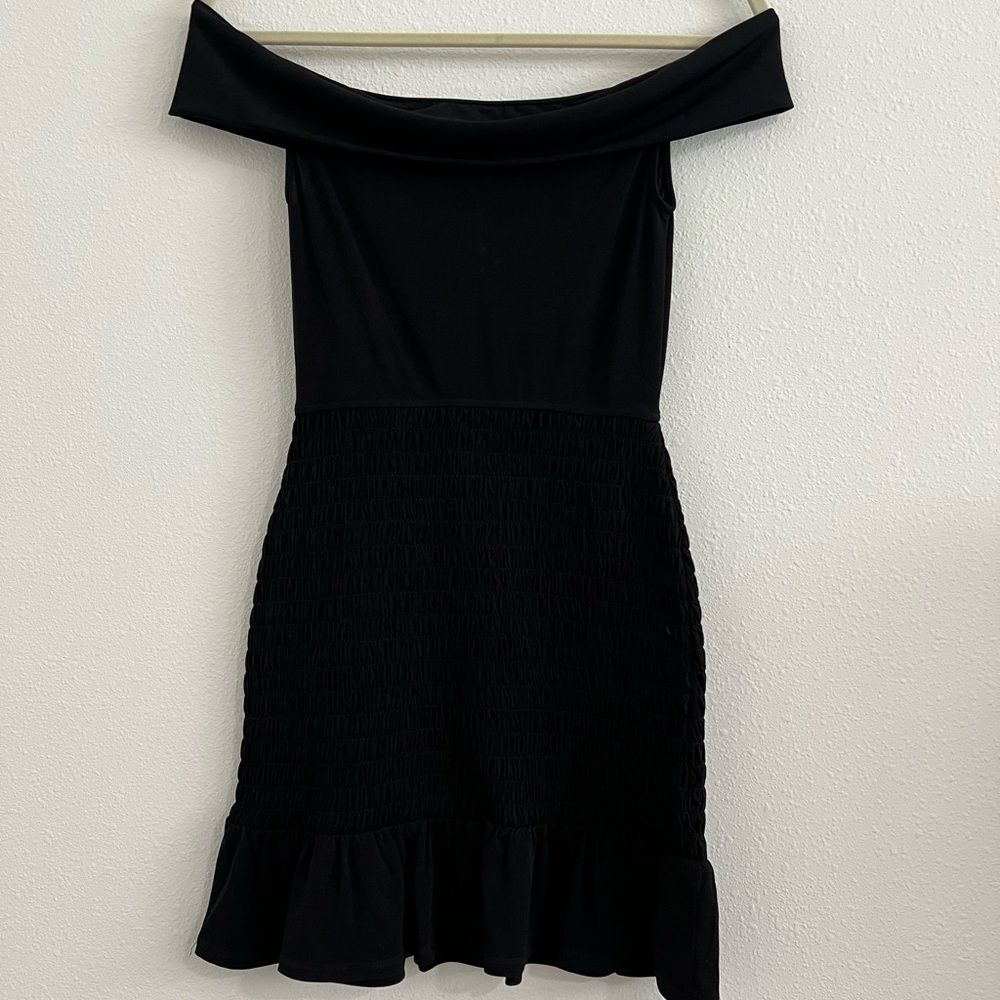Black Off the Shoulder Mini Dress